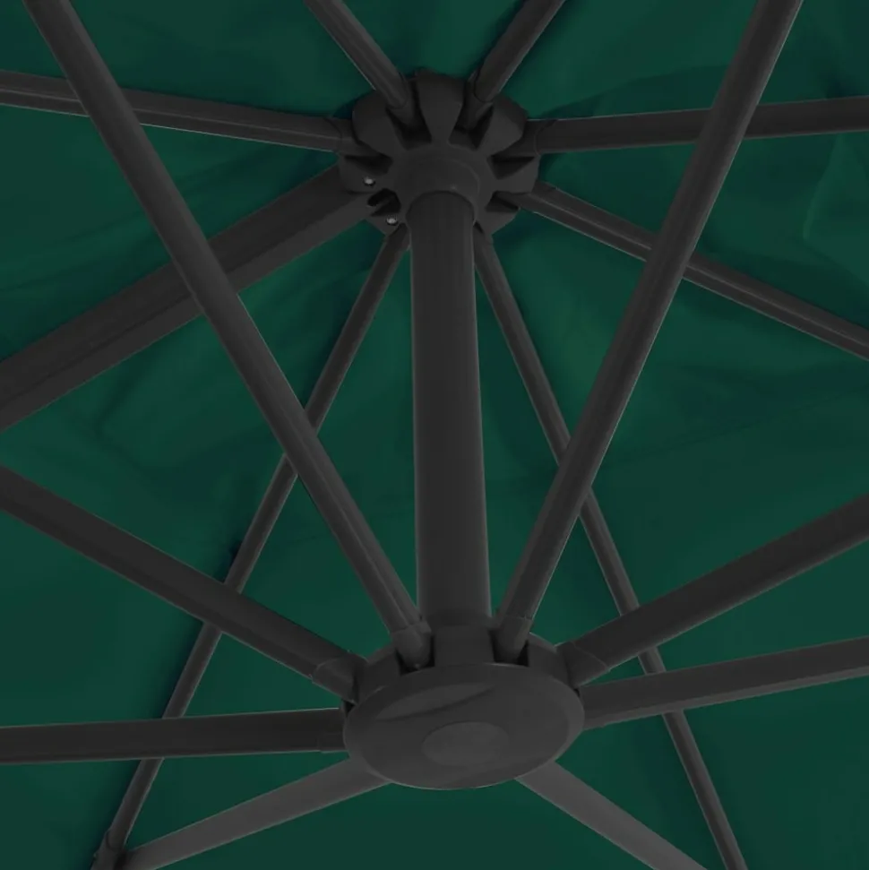 MAISON EXCLUSIVE - Parasol de jardin en porte-à-faux et poteau en aluminium vert