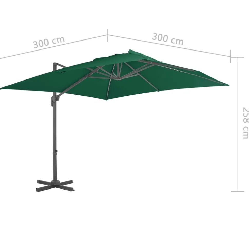 MAISON EXCLUSIVE - Parasol de jardin en porte-à-faux et poteau en aluminium vert