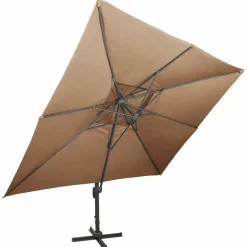 MAISON EXCLUSIVE - Parasol de jardin en porte-à-faux avec double toit taupe