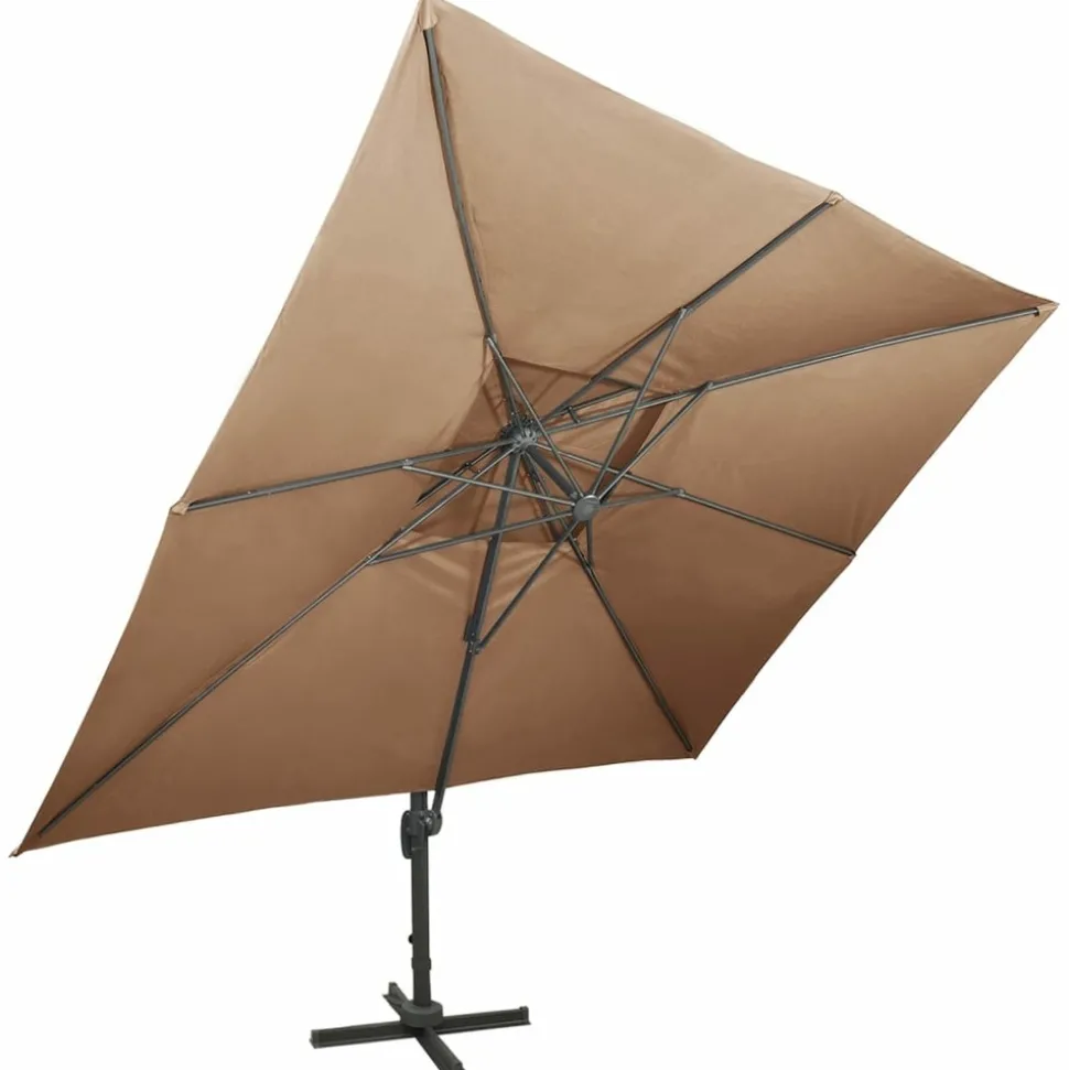 MAISON EXCLUSIVE - Parasol de jardin en porte-à-faux avec double toit taupe