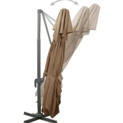 MAISON EXCLUSIVE - Parasol de jardin en porte-à-faux avec double toit taupe