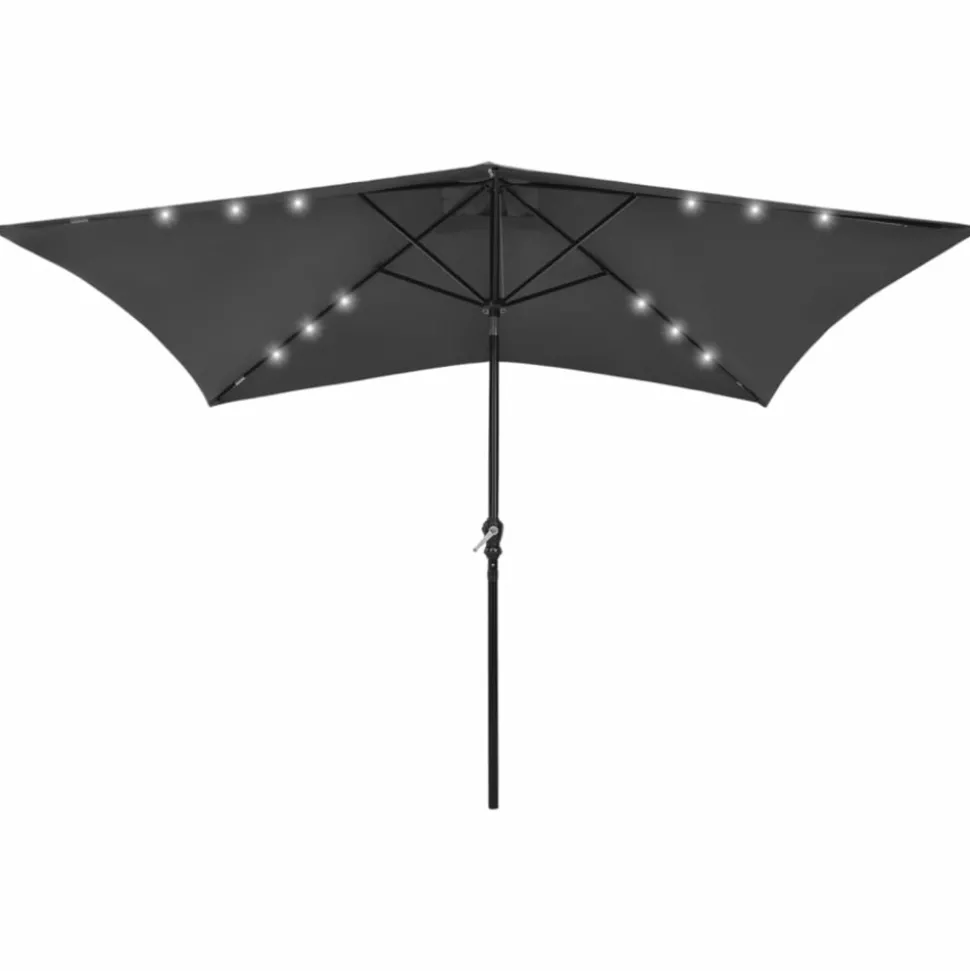 MAISON EXCLUSIVE - Parasol de jardin avec led et mât en acier anthracite 2x3 m