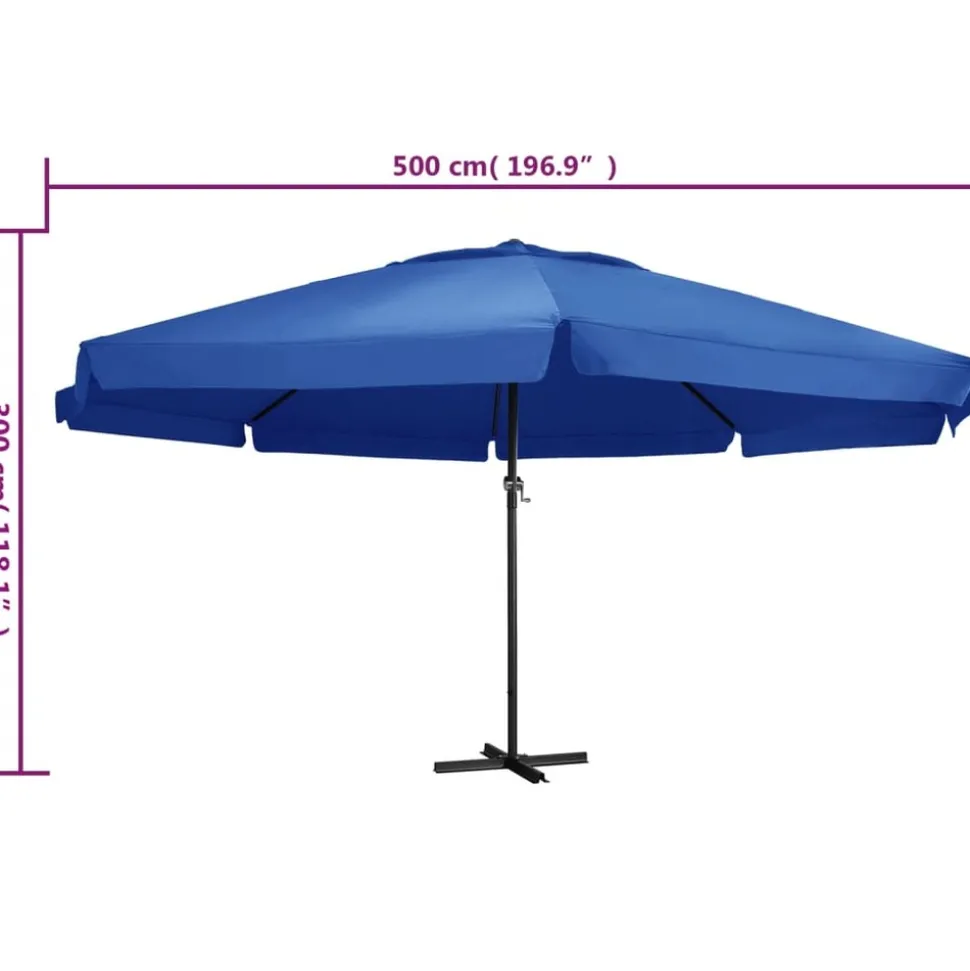 MAISON EXCLUSIVE - Parasol de jardin avec mât en aluminium 500 cm bleu azuré