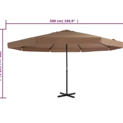 MAISON EXCLUSIVE - Parasol d'extérieur avec poteau en aluminium 500 cm taupe