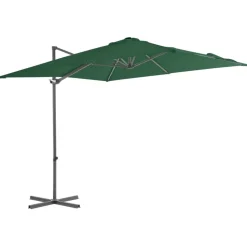 MAISON EXCLUSIVE - Parasol de jardin en porte-à-faux avec mât en acier vert