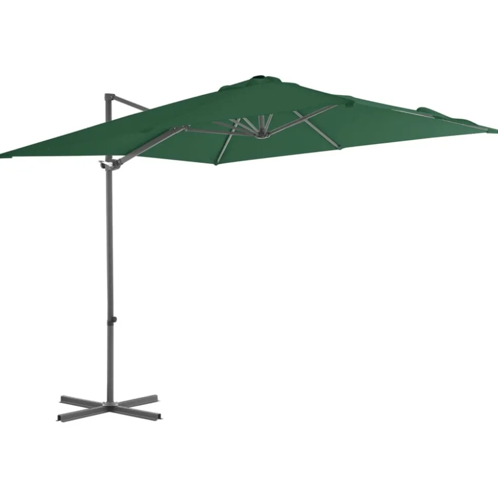 MAISON EXCLUSIVE - Parasol de jardin en porte-à-faux avec mât en acier vert