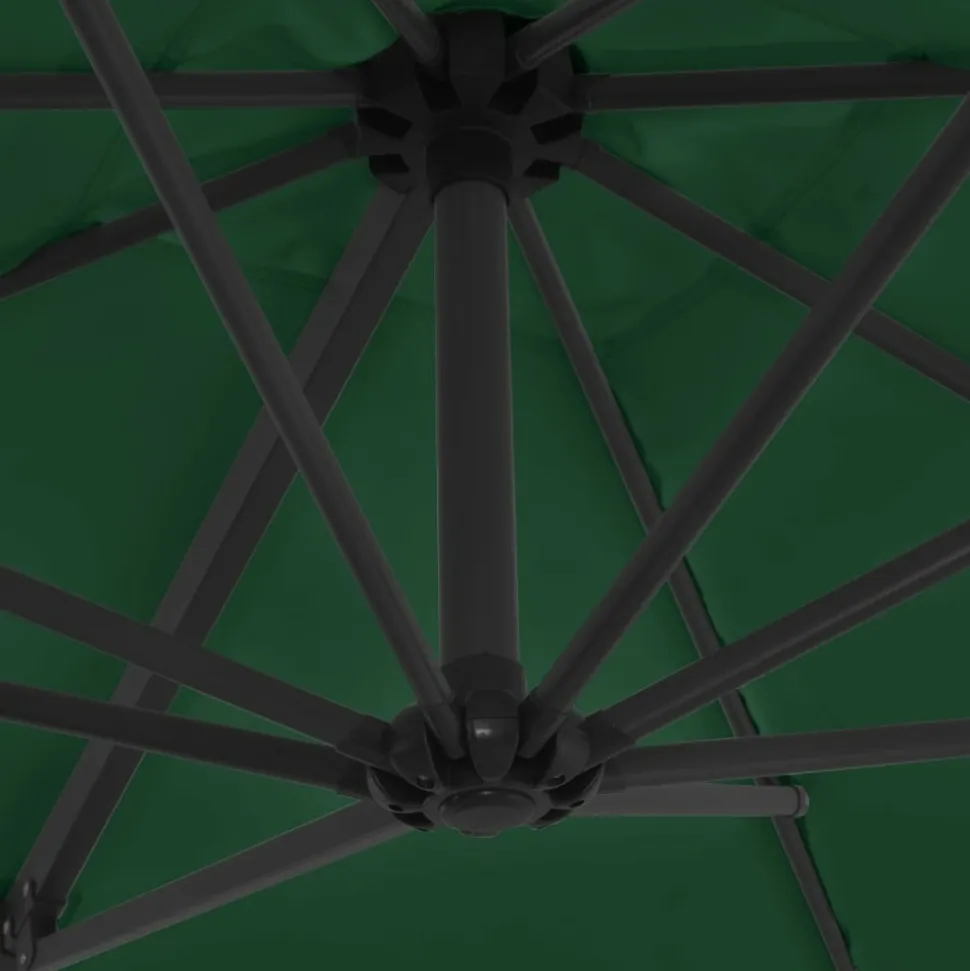 MAISON EXCLUSIVE - Parasol de jardin en porte-à-faux avec mât en acier vert