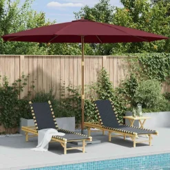 MAISON EXCLUSIVE - Parasol d'extérieur avec mât en bois 350 cm bordeaux