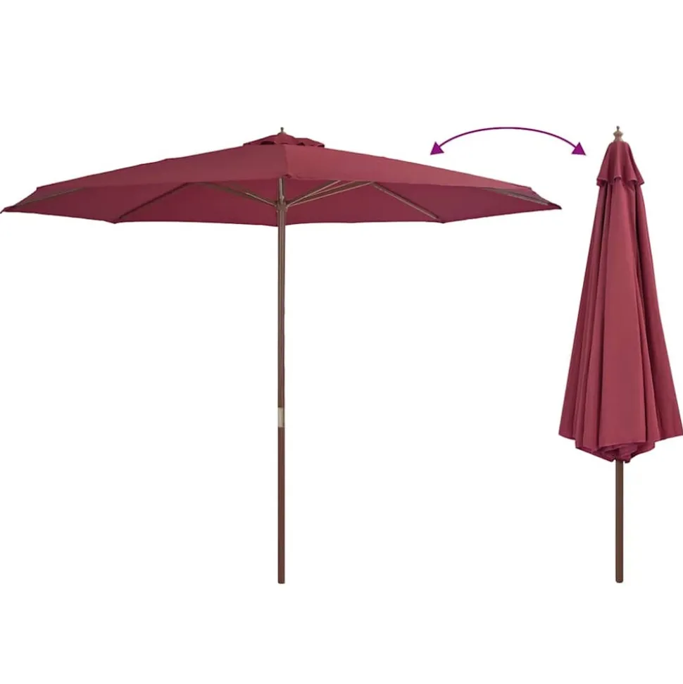MAISON EXCLUSIVE - Parasol d'extérieur avec mât en bois 350 cm bordeaux