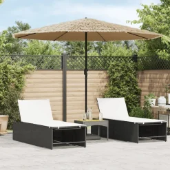 MAISON EXCLUSIVE - Parasol de jardin avec led et mât en acier marron 324x324x247cm