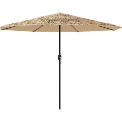 MAISON EXCLUSIVE - Parasol de jardin avec led et mât en acier marron 324x324x247cm
