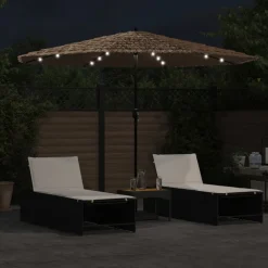 MAISON EXCLUSIVE - Parasol de jardin avec led et mât en acier marron 324x324x247cm