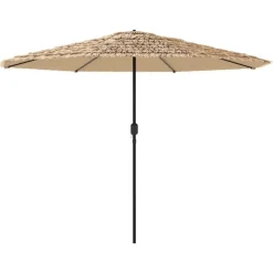 MAISON EXCLUSIVE - Parasol de jardin avec led et mât en acier marron 324x324x247cm