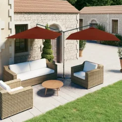 MAISON EXCLUSIVE - Parasol de jardin double et mât en acier terre cuite 600x300 cm