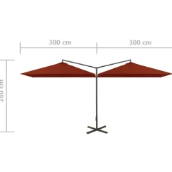MAISON EXCLUSIVE - Parasol de jardin double et mât en acier terre cuite 600x300 cm