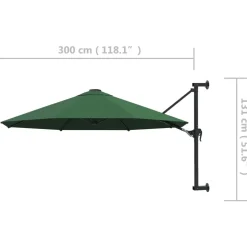 MAISON EXCLUSIVE - Parasol mural avec mât métallique 300 cm vert