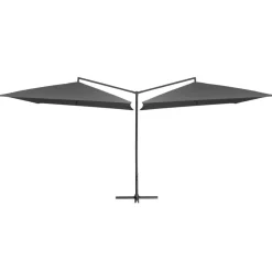 MAISON EXCLUSIVE - Parasol double avec mât en acier 250 x 250 cm anthracite