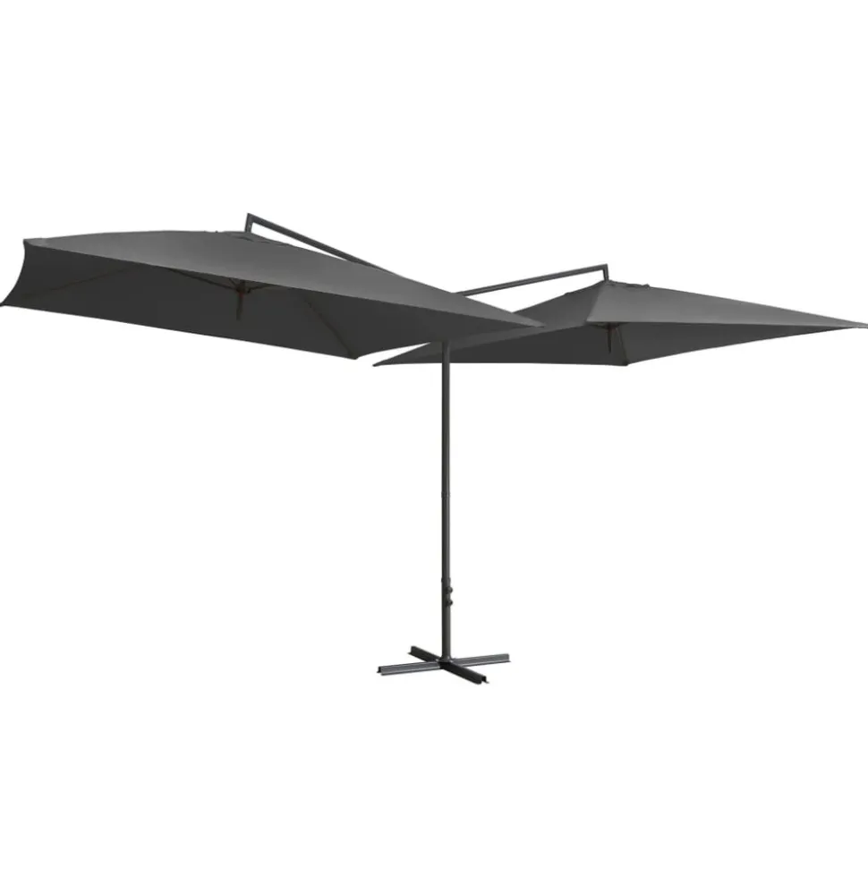MAISON EXCLUSIVE - Parasol double avec mât en acier 250 x 250 cm anthracite