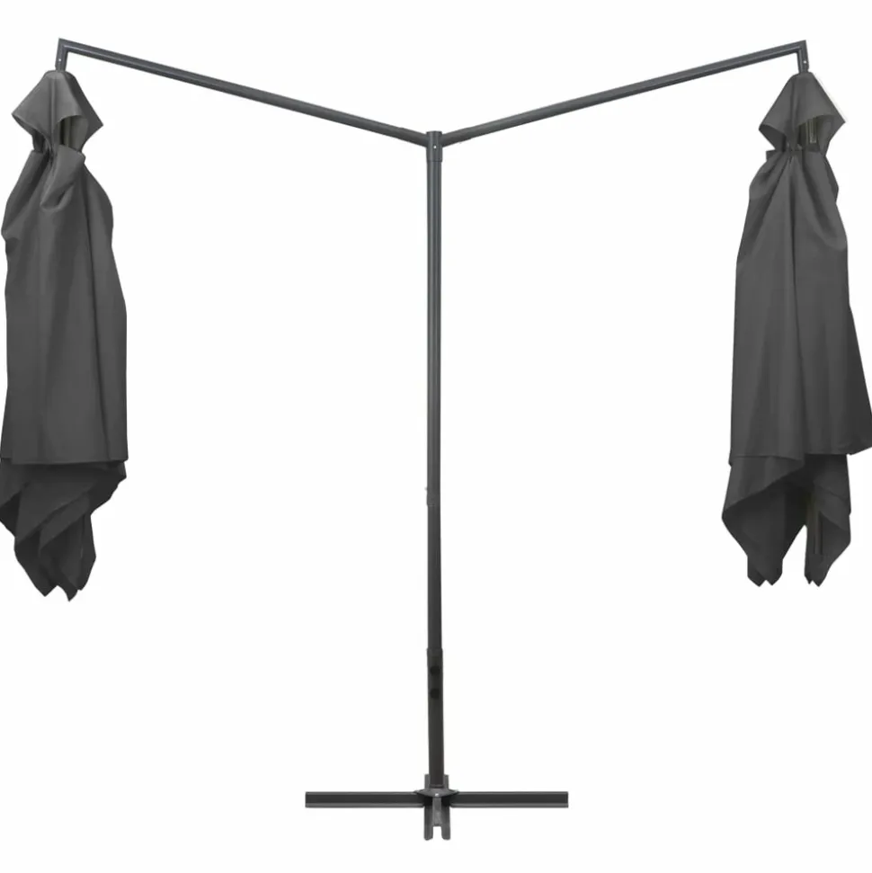 MAISON EXCLUSIVE - Parasol double avec mât en acier 250 x 250 cm anthracite