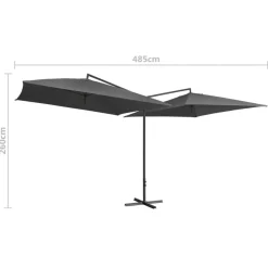 MAISON EXCLUSIVE - Parasol double avec mât en acier 250 x 250 cm anthracite