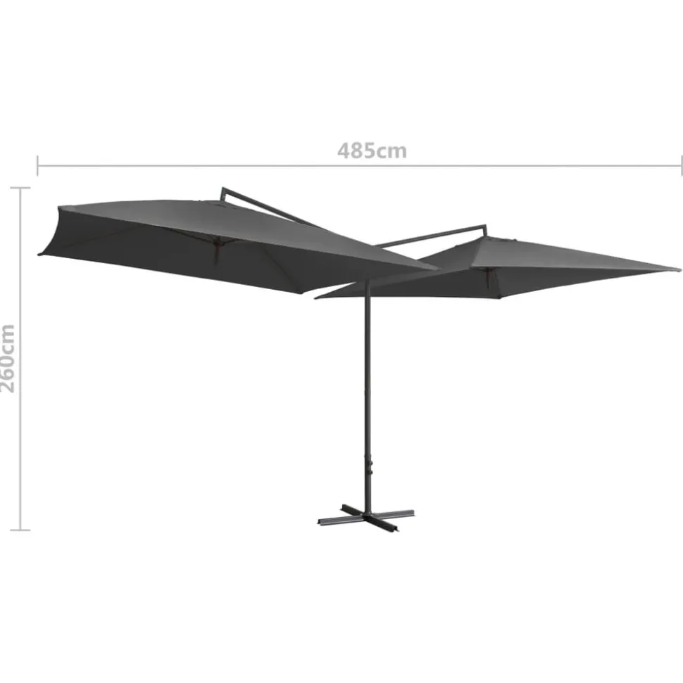 MAISON EXCLUSIVE - Parasol double avec mât en acier 250 x 250 cm anthracite