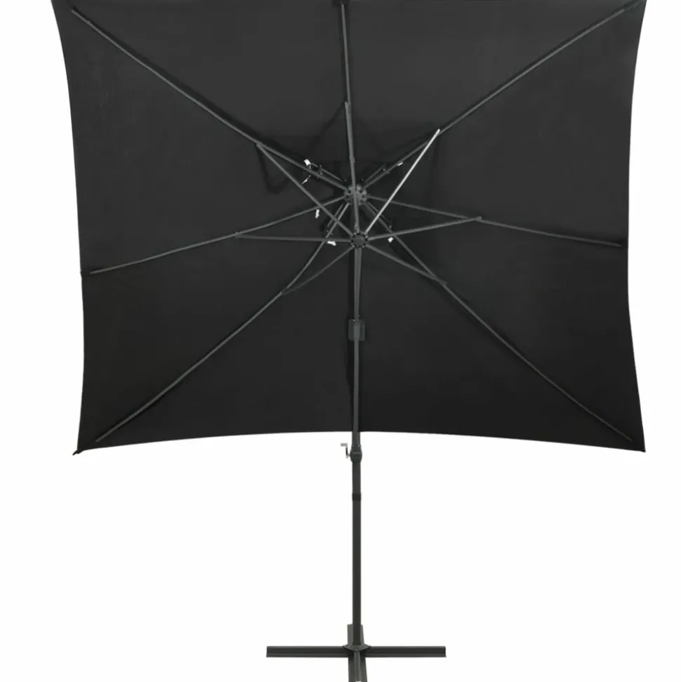 MAISON EXCLUSIVE - Parasol de jardin en porte-à-faux à double toit noir 250x250 cm