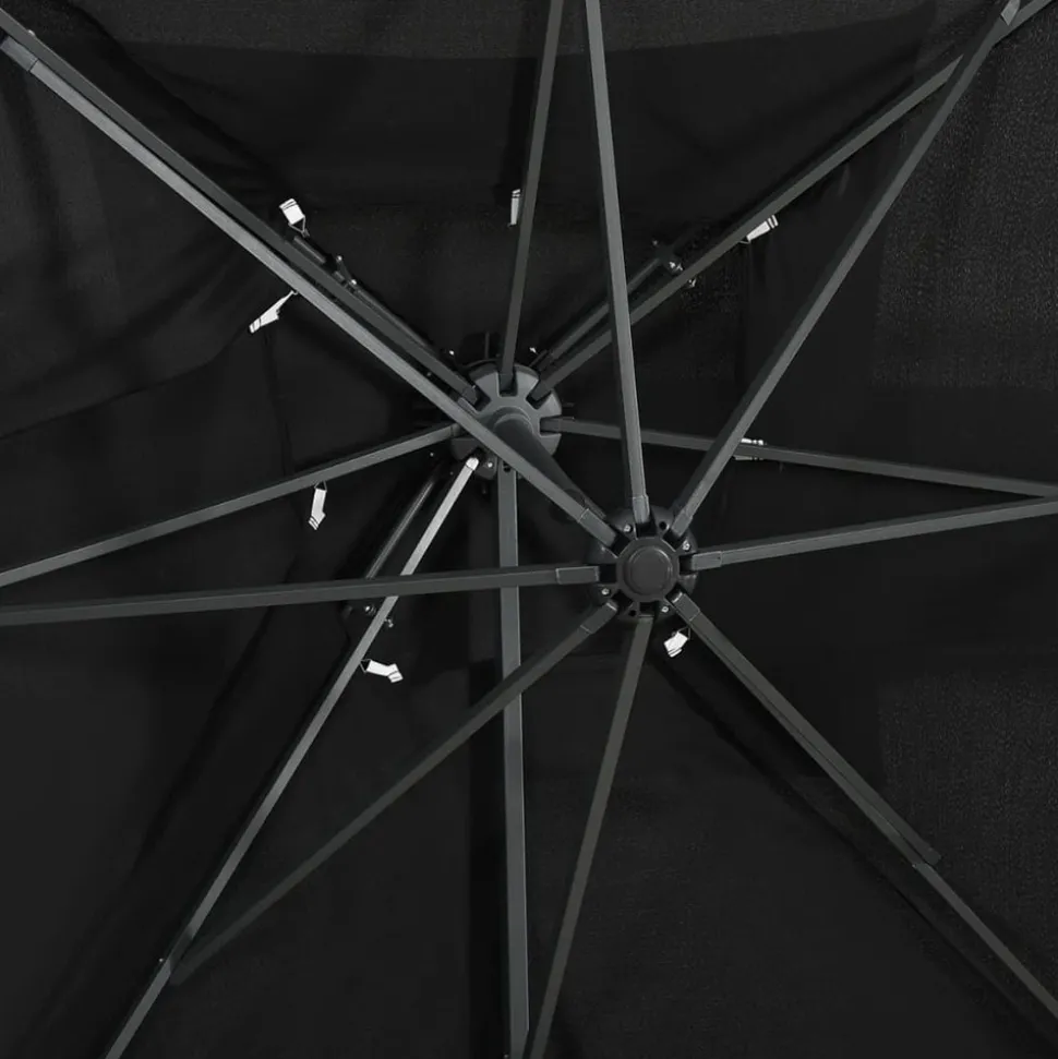 MAISON EXCLUSIVE - Parasol de jardin en porte-à-faux à double toit noir 250x250 cm