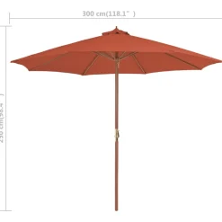 MAISON EXCLUSIVE - Parasol d'extérieur avec mât en bois 300 cm terre cuite