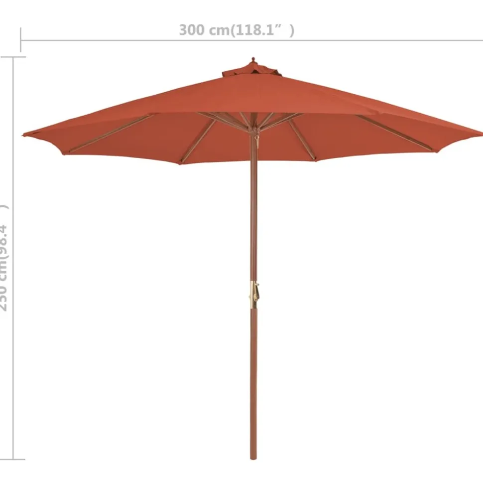 MAISON EXCLUSIVE - Parasol d'extérieur avec mât en bois 300 cm terre cuite
