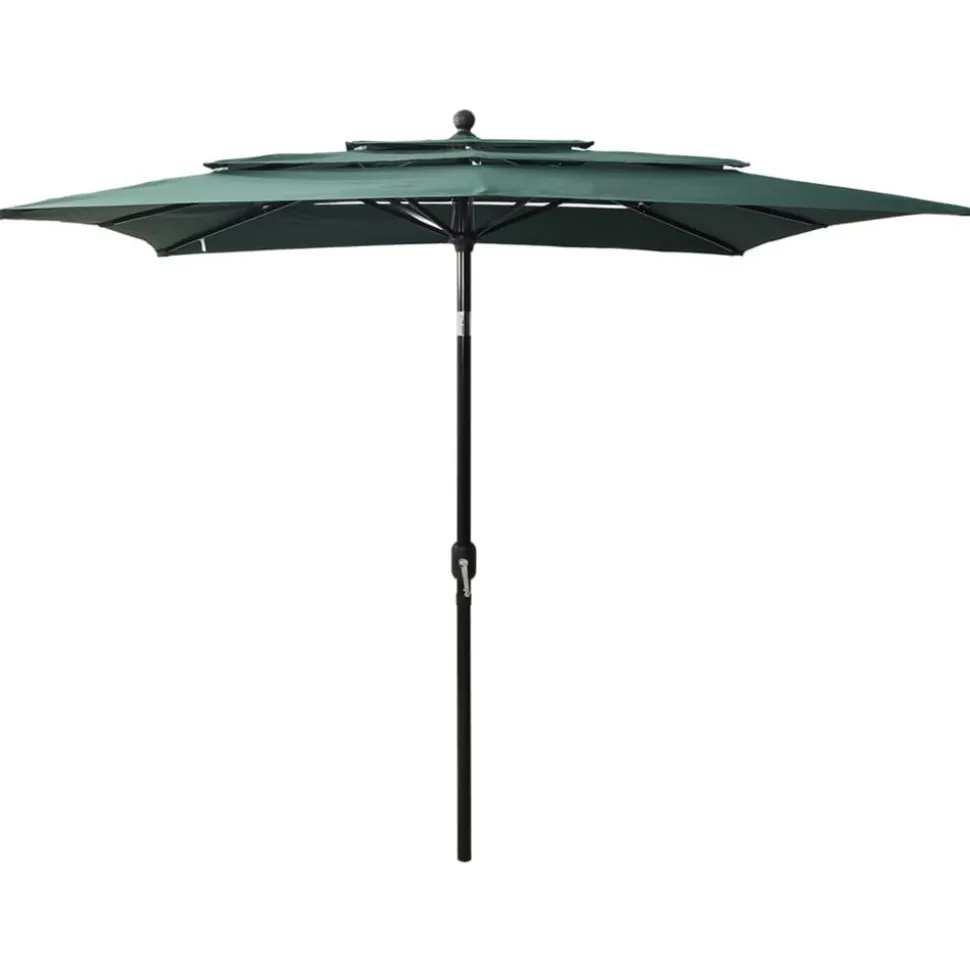 MAISON EXCLUSIVE - Parasol de jardin à 3 niveaux avec mât en aluminium vert