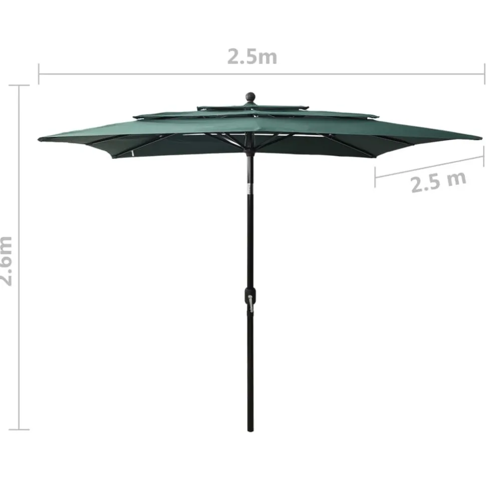 MAISON EXCLUSIVE - Parasol de jardin à 3 niveaux avec mât en aluminium vert