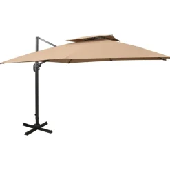 MAISON EXCLUSIVE - Parasol de jardin en porte-à-faux avec double toit taupe