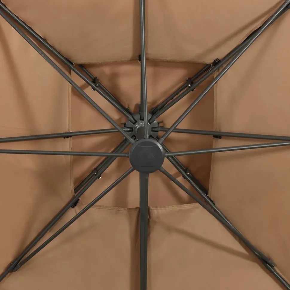 MAISON EXCLUSIVE - Parasol de jardin en porte-à-faux avec double toit taupe