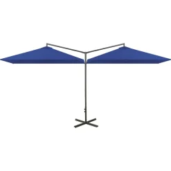 MAISON EXCLUSIVE - Parasol de jardin double avec mât en acier bleu azuré 600x300cm
