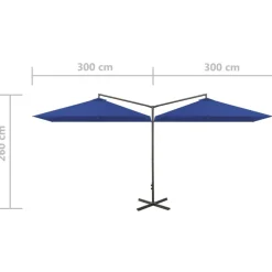MAISON EXCLUSIVE - Parasol de jardin double avec mât en acier bleu azuré 600x300cm