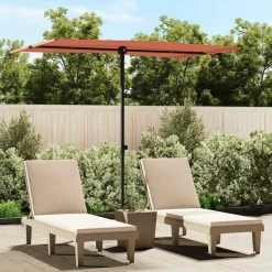 MAISON EXCLUSIVE - Parasol de jardin avec mât en aluminium 2x1,5 m terre cuite