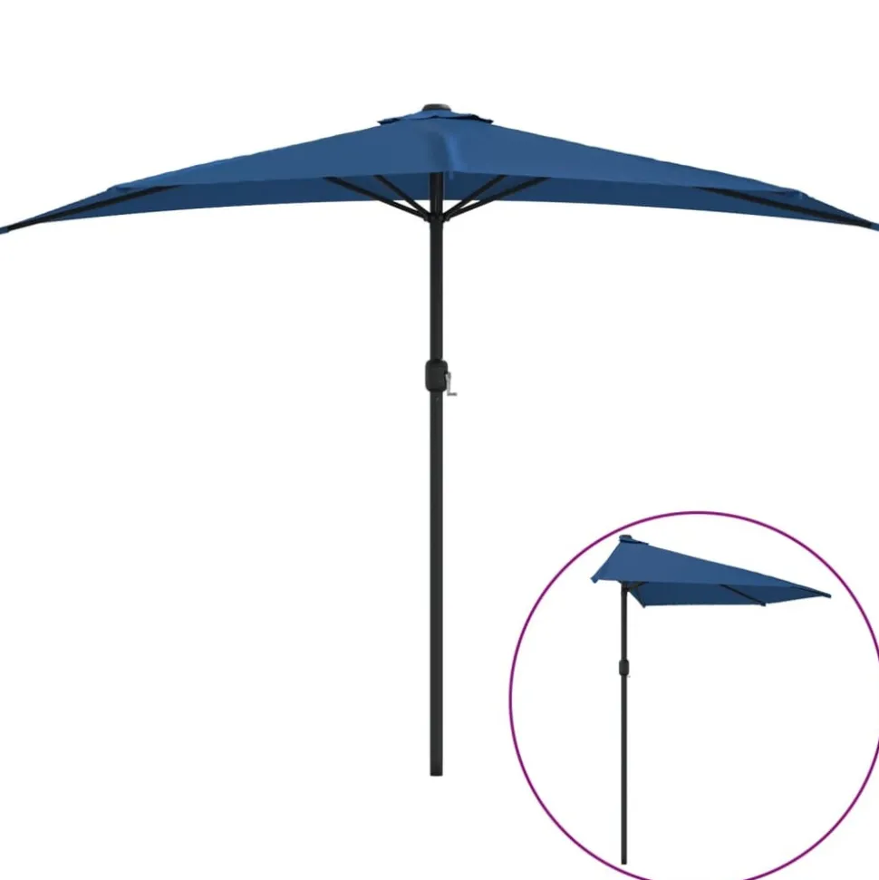 MAISON EXCLUSIVE - Parasol de balcon avec mât en aluminium bleu 300x155x223cm demi
