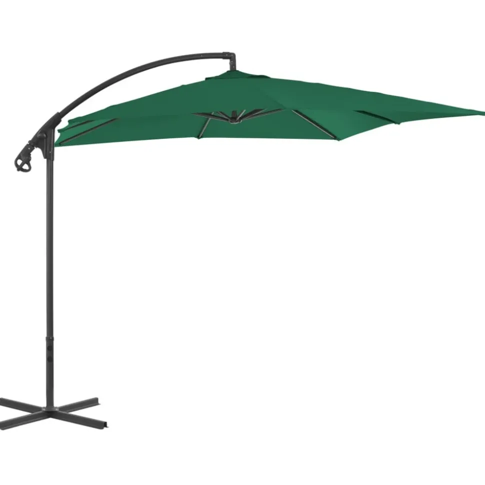 MAISON EXCLUSIVE - Parasol de jardin en porte-à-faux avec mât en acier vert