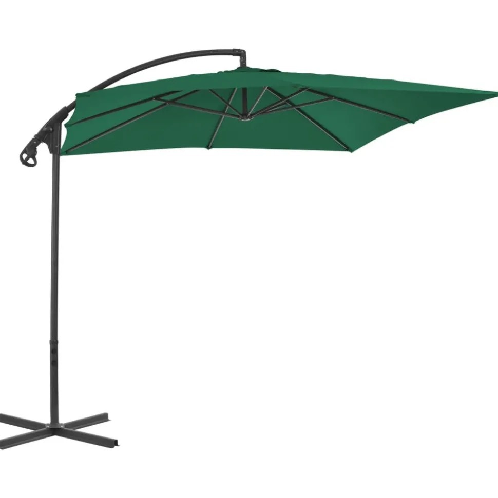 MAISON EXCLUSIVE - Parasol de jardin en porte-à-faux avec mât en acier vert