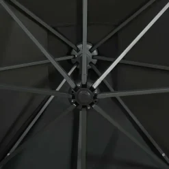 MAISON EXCLUSIVE - Parasol de jardin en porte-à-faux et mât et lumières led noir