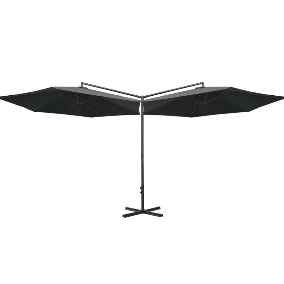 MAISON EXCLUSIVE - Parasol de jardin double avec mât en acier anthracite 600 cm