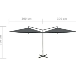 MAISON EXCLUSIVE - Parasol de jardin double avec mât en acier anthracite 600 cm