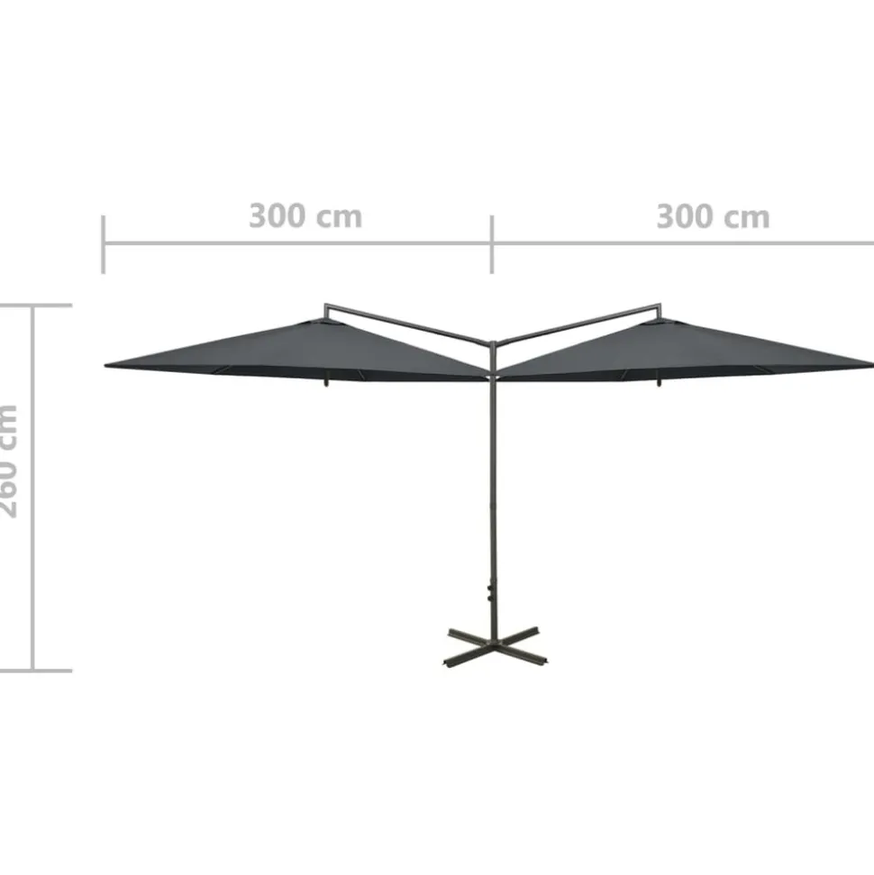 MAISON EXCLUSIVE - Parasol de jardin double avec mât en acier anthracite 600 cm