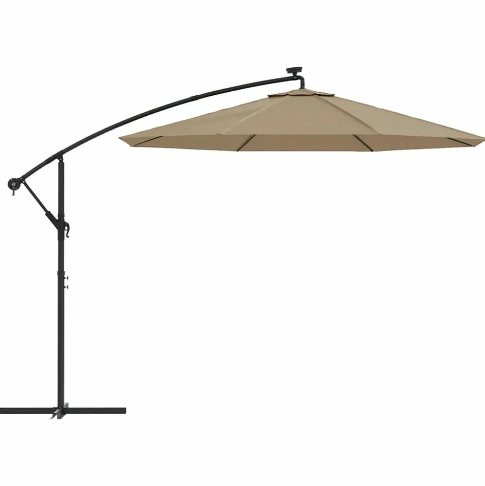 MAISON EXCLUSIVE - Parasol de jardin en porte-à-faux et lumières led mât en acier