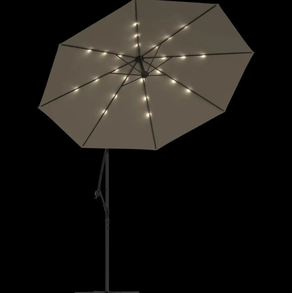 MAISON EXCLUSIVE - Parasol de jardin en porte-à-faux et lumières led mât en acier