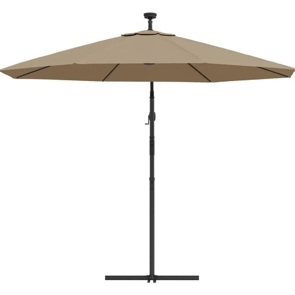 MAISON EXCLUSIVE - Parasol de jardin en porte-à-faux et lumières led mât en acier