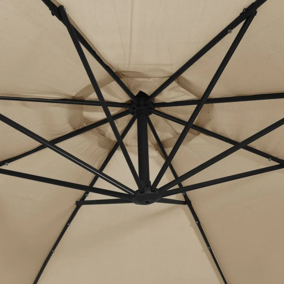MAISON EXCLUSIVE - Parasol de jardin en porte-à-faux et lumières led mât en acier