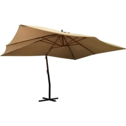 MAISON EXCLUSIVE - Parasol de jardin en porte-à-faux avec mât en bois taupe