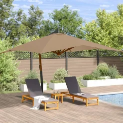 MAISON EXCLUSIVE - Parasol de jardin en porte-à-faux avec mât en bois taupe