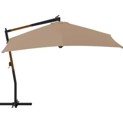 MAISON EXCLUSIVE - Parasol de jardin en porte-à-faux avec mât en bois taupe